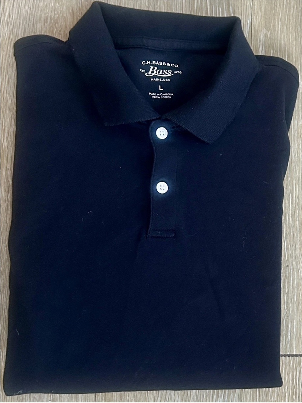 G.H. Bass & Co. Men’s Black Pique Polo Shirt Size L 100% Cotton